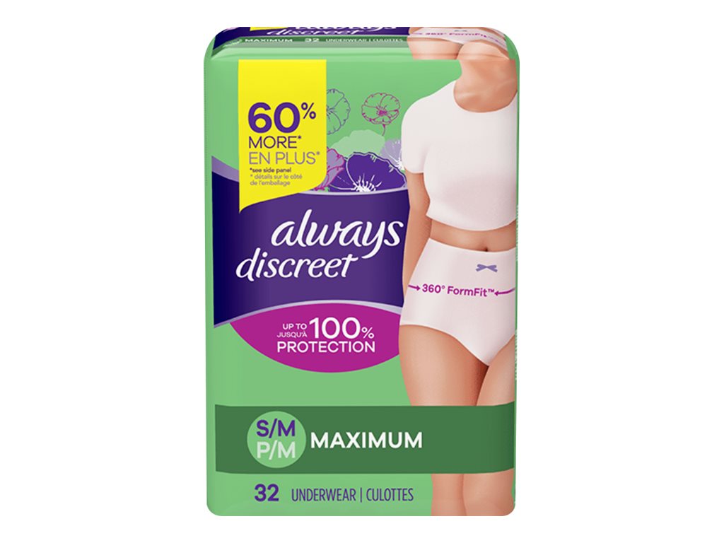 Always Incontinence Underwear for Women, Maximum Protection, Small