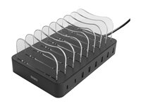 DELTACO Opladningsstation 75Watt 6 x 4 pin USB Type A 2xUSB-C