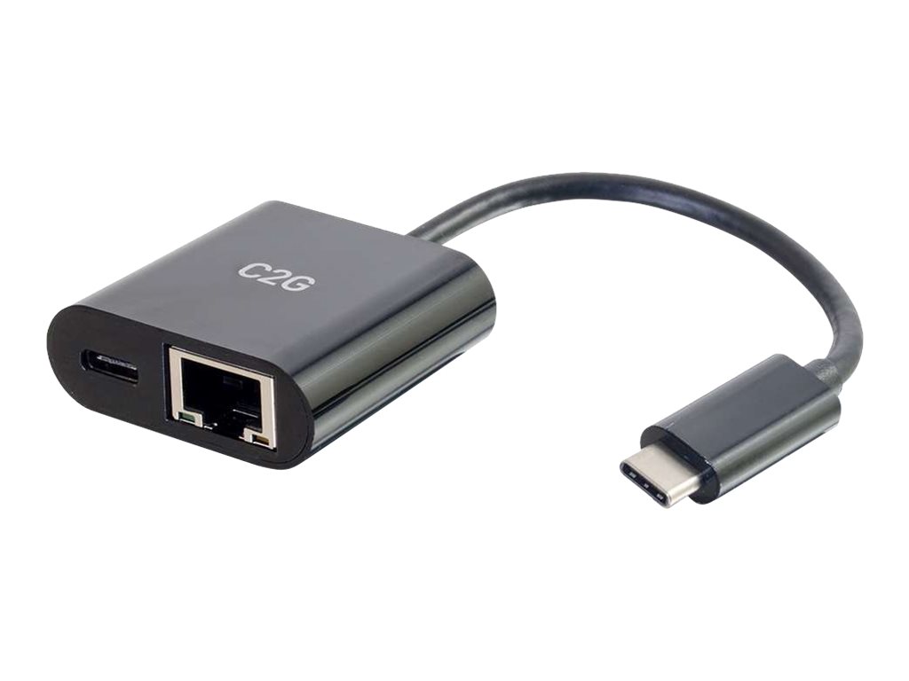 C2G USB C to Ethernet Adapter With Power Delivery - Black - síťový adaptér - USB-C - Gigabit Ethernet x 1