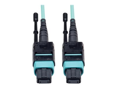 Tripp Lite 3M Fiber Optic MTP / MPO Patch Cable 12 Fiber 40GbE Aqua OM3 Plenum 10ft 10' 3 Meter