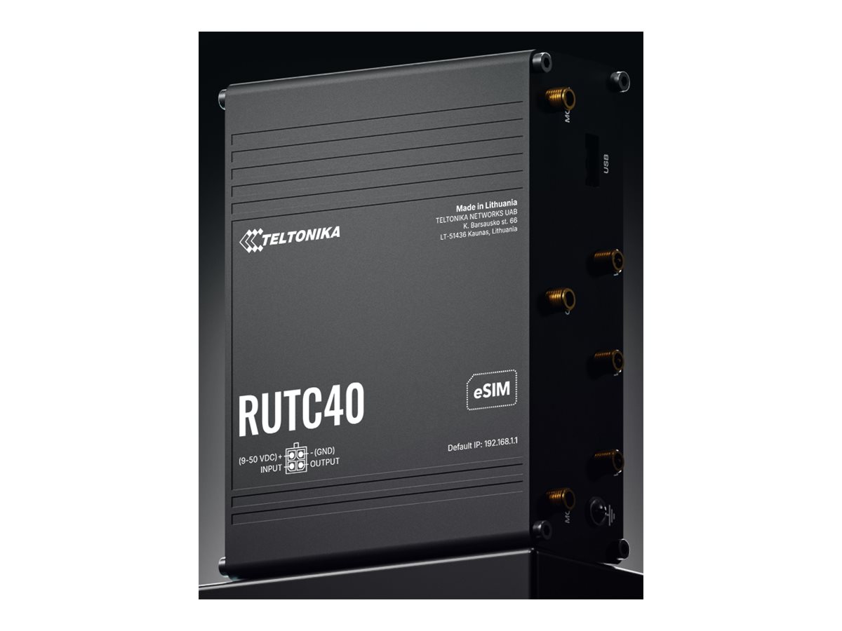 Teltonika RUTC40 wireless router WWAN Wi-Fi 6 3G 4G 2G DIN rail mountable Usage / lifestyle Right-angle 72740