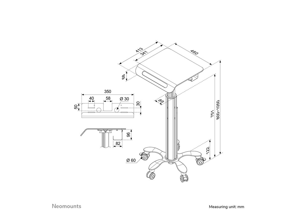 NEOMOUNTS Mobile Laptop Cart 10-22inch Creme