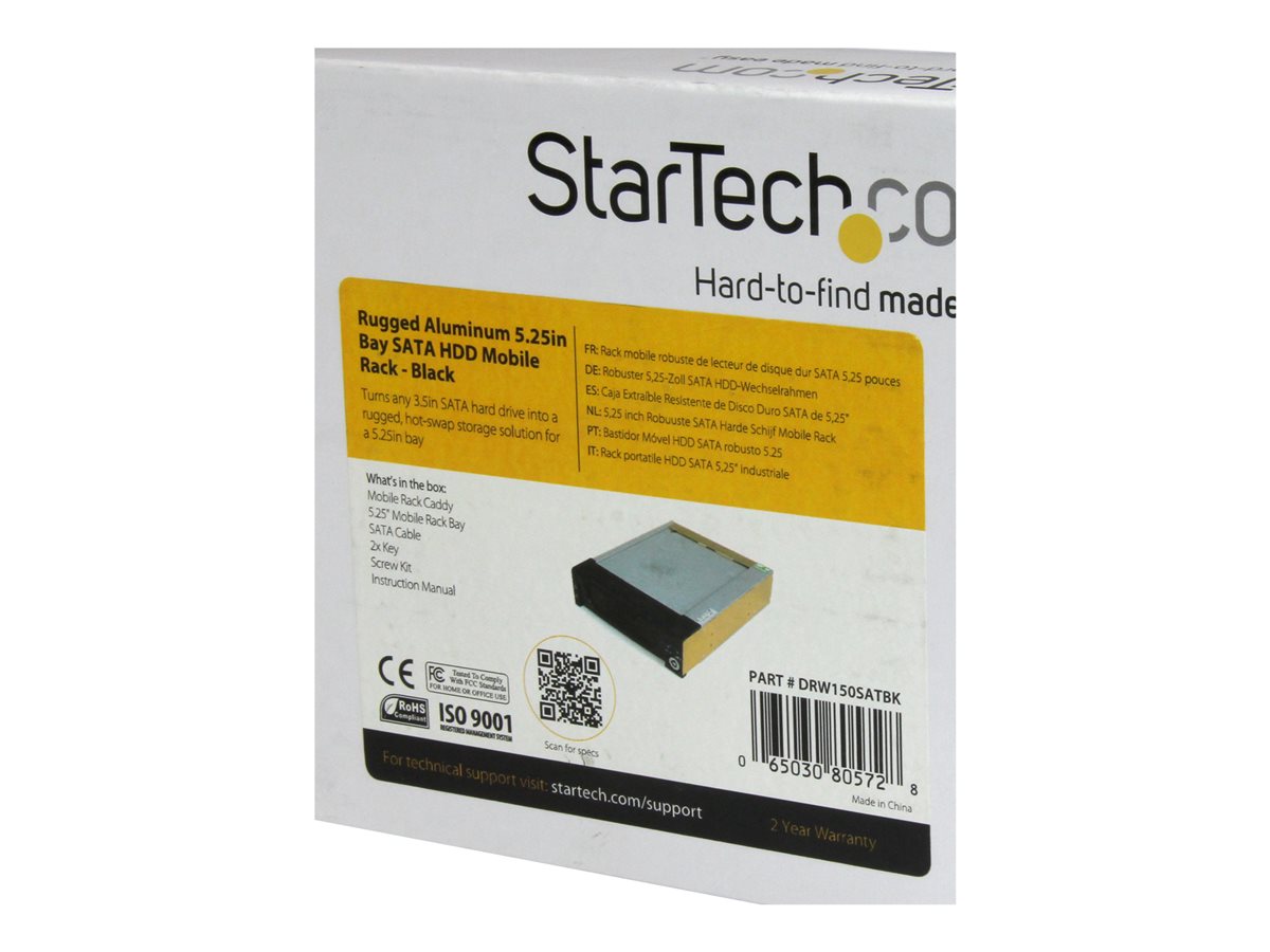 StarTech.com 5.25 in Rugged SATA Hard Drive Mobile Rack Drawer - Aluminum Removable Hard Drive Bay (DRW150SATBK) - skladovací mobilní rack – foto 5