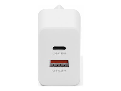 DIGITUS USB-Ladegerät GaN  30W,  1x USB-C,  1x USB-A    weiß