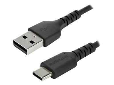 StarTech.com 2m USB A to USB C Charging Cable, Durable Fast Charge & Sync USB 2.0 to USB Type C Data Cord, Rugged TPE Jacket Aramid Fiber M/M 60W Black, Samsung S10, S20, iPad Pro, Pixel