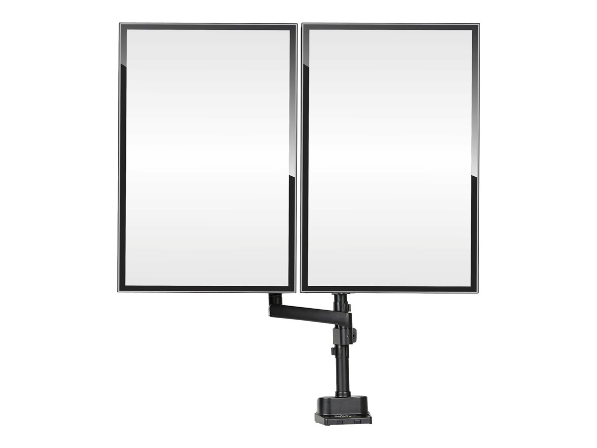 StarTech.com Desk Mount Dual Monitor Arm, Full Motion Monitor Mount for 2x VESA Displays up to 32" (up to 17lb/8kg), Ergonomic Vertical Stackable Arms, Articulating, Height Adjustable - Pole Mount, C-Clamp/Grommet (ARMDUALPIVOT) montážní sada - full-motion dual arm - pro 2 monitory - černá – foto 2