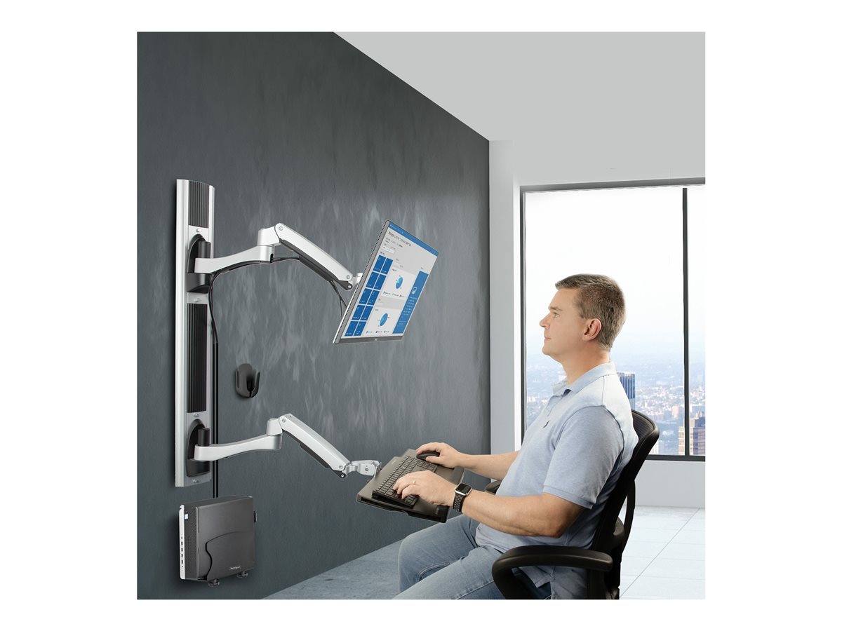 StarTech.com Wall Mount Workstation, VESA Mount For 32" Monitors (22lb/10kg), Fully Articulating Arms For Single Monitor Mount & Keyboard Tray, Includes Desktop Computer/PC Bracket - Ergonomic Standing Desk (2PASTSC-WALL-MOUNT) montážní sada - pracovní stanice - pro plochý panel - černá - kompatibilní s TAA – foto 8