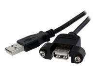 StarTech.com 3 ft Panel Mount USB Cable A to A F/M - Panel Mount USB Extension USB A-Female to A-Male Adapter Cable 3ft - USB-A (F) Port (USBPNLAFAM3) - USB extension cable - USB (F) to USB (M) - USB 2.0 - 91.4 cm - black - for P/N: UUSBOTG
