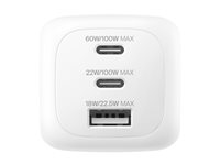 Belkin BoostCharge Pro power adapter - GaN - 2 x USB-C, USB - 100 watt - with travel adapter kit