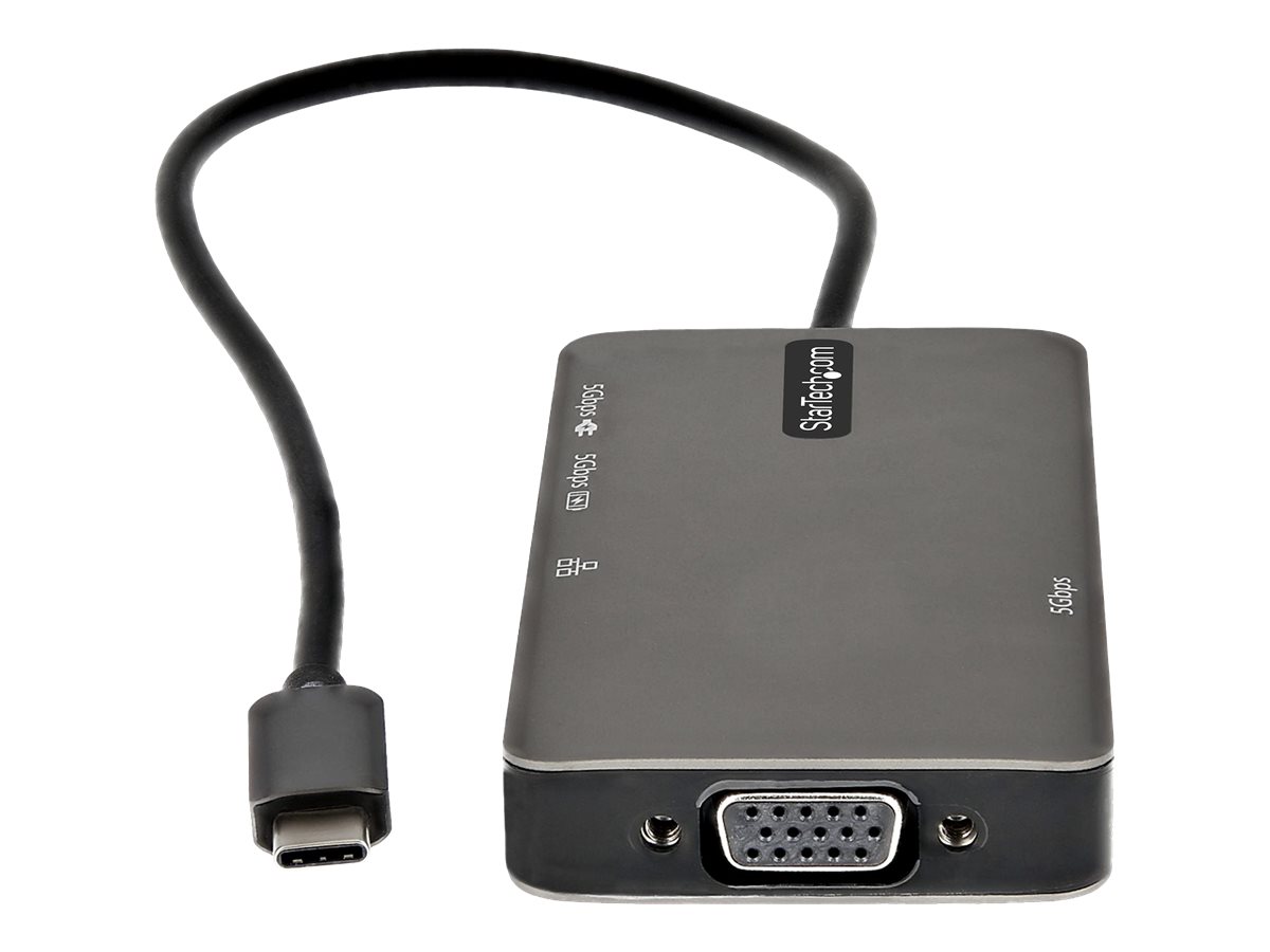 StarTech.com USB C Multiport Adapter with HDMI, VGA, Gb Ethernet & USB - USB  C to 4K HDMI or 1080p VGA Adapter Mini Dock Hub - Travel Dock