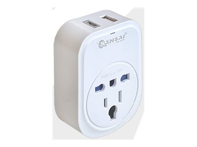 Sansai power connector adapter with USB charge adapter 3-pole to USB Product shot Left-angle 79150