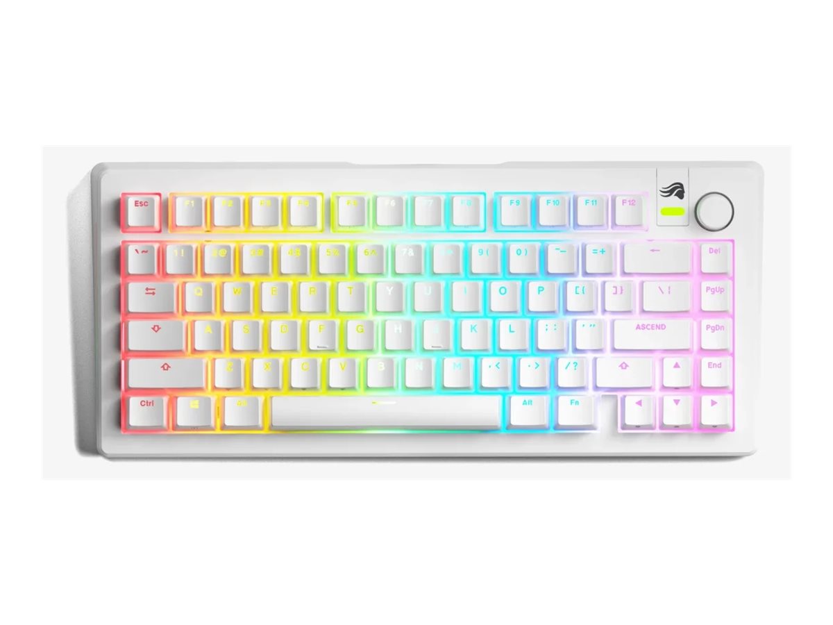 Glorious GMMK3 keyboard prebuilt 75% QWERTY English white Input Product shot Front 79800