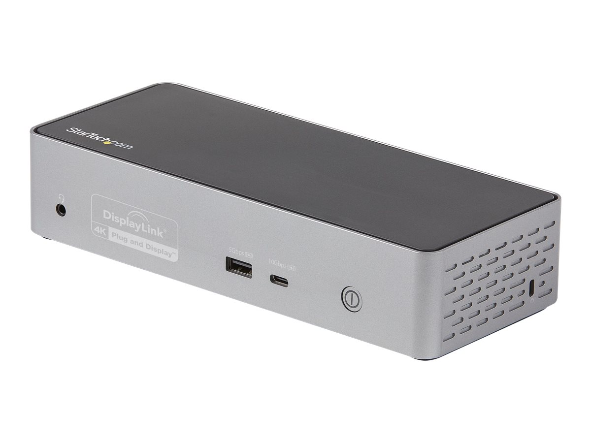 Startech docking station USB-C 3.2 Gen 2 / Thunderbolt 3 4 x DP 4 x HDMI Product shot Right-angle 79850