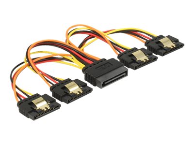 DELOCK Stromkabel 4x 15Pin SATA -> 2x 15Pin SATA St/Bu 15cm