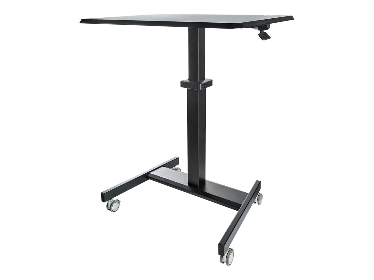 StarTech.com Mobile Standing Desk, Portable Sit Stand Ergonomic Height Adjustable Cart on Wheels, Rolling Computer/Laptop Workstation Table with Locking One-Touch Lift for Teacher/Student - Mobile Sit Stand Desk (STSCART2) - stůl k sezení/stání - černá
