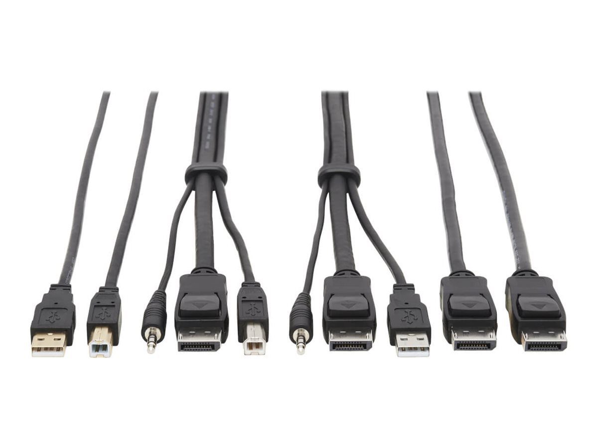 Eaton Tripp Lite Series DisplayPort KVM Cable Kit 4K USB 3.5mm 3xM/3xM USB MM DP MM 10ft
