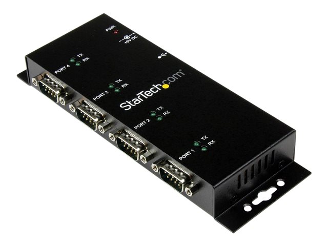 StarTech.com 4 Port USB to Serial RS232 Adapter - Wall Mount - Din Rail - COM Port Retention - FTDI USB to DB9 RS232 Hub (ICUSB2324I)
