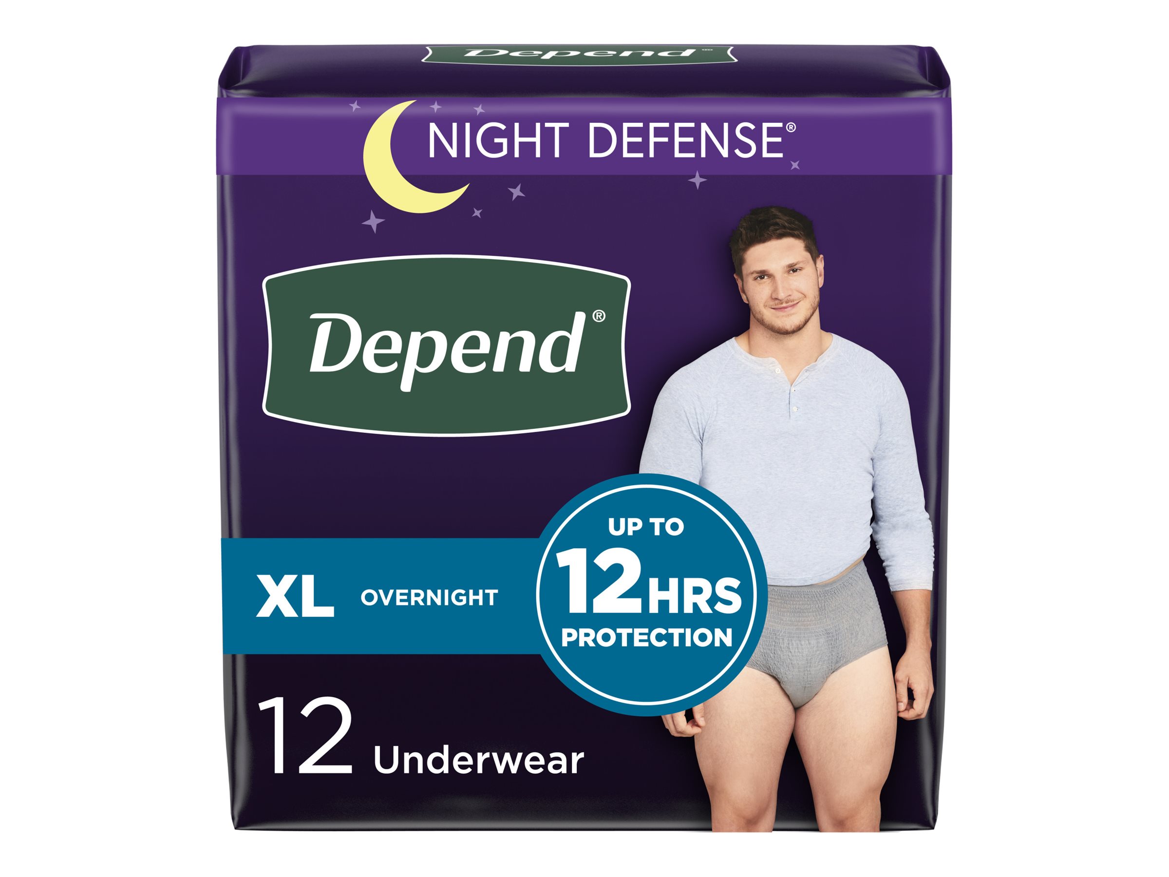 Depend Night Defense Adult Incontinence Underwear for Men - Overnight -  XL/12 Count
