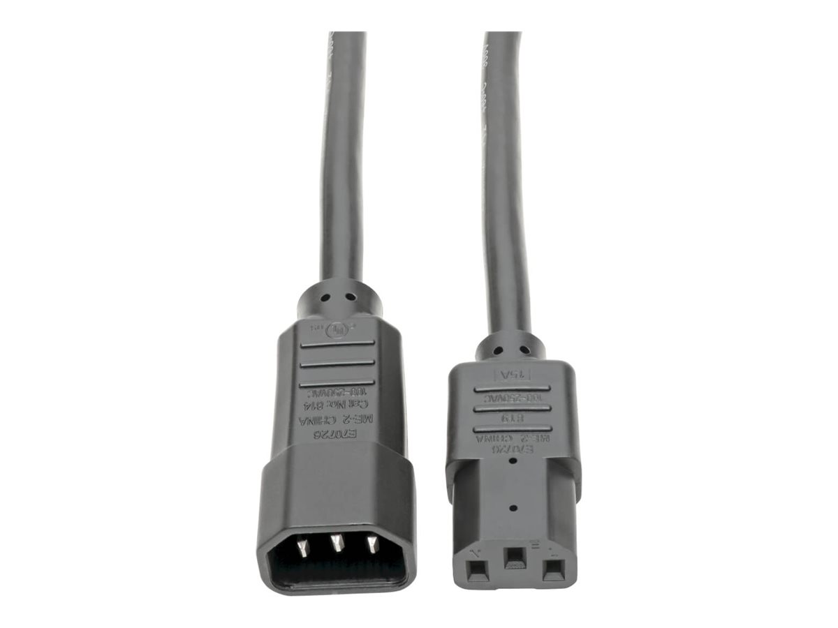 Tripp Lite 3ft Power Cord Extension Cable C14 to C13 Heavy Duty 15A 14AWG 3'
