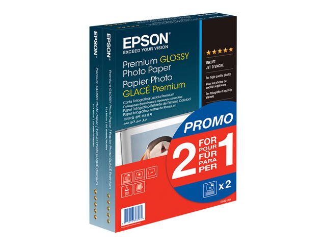 Epson Premium Glossy Photo Paper Bogof Photo Paper Glossy 40 Sheets 100 X 150 Mm 255 G M² Pack Of 2