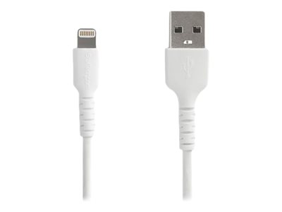 StarTech.com 3 ft(1m) Durable White USB-A to Lightning Cable, Heavy Duty Rugged Aramid Fiber USB Type A to Lightning Charger/Sync Power Cord, Apple MFi Certified iPad/iPhone 12 Pro Max - iPhone 7/8/11/11 Pro