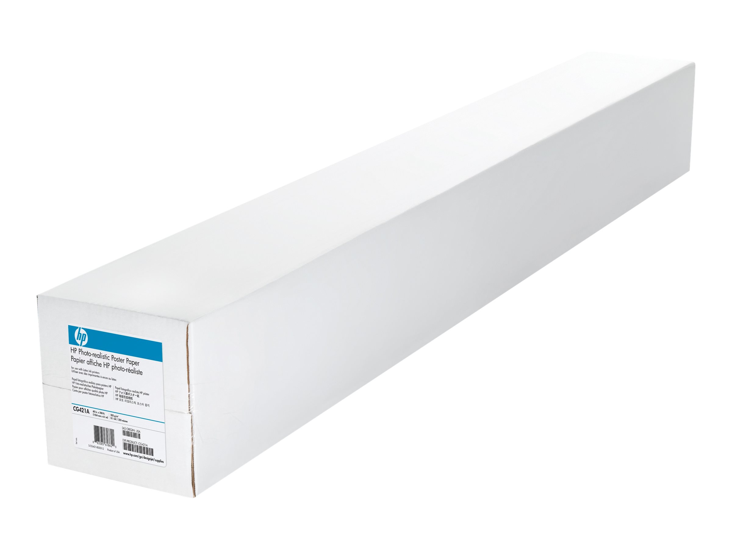 HP photorealistic poster paper 1 roll(s) Roll (152.4 cm x 61 m) 205 Product shot Right-angle 80000