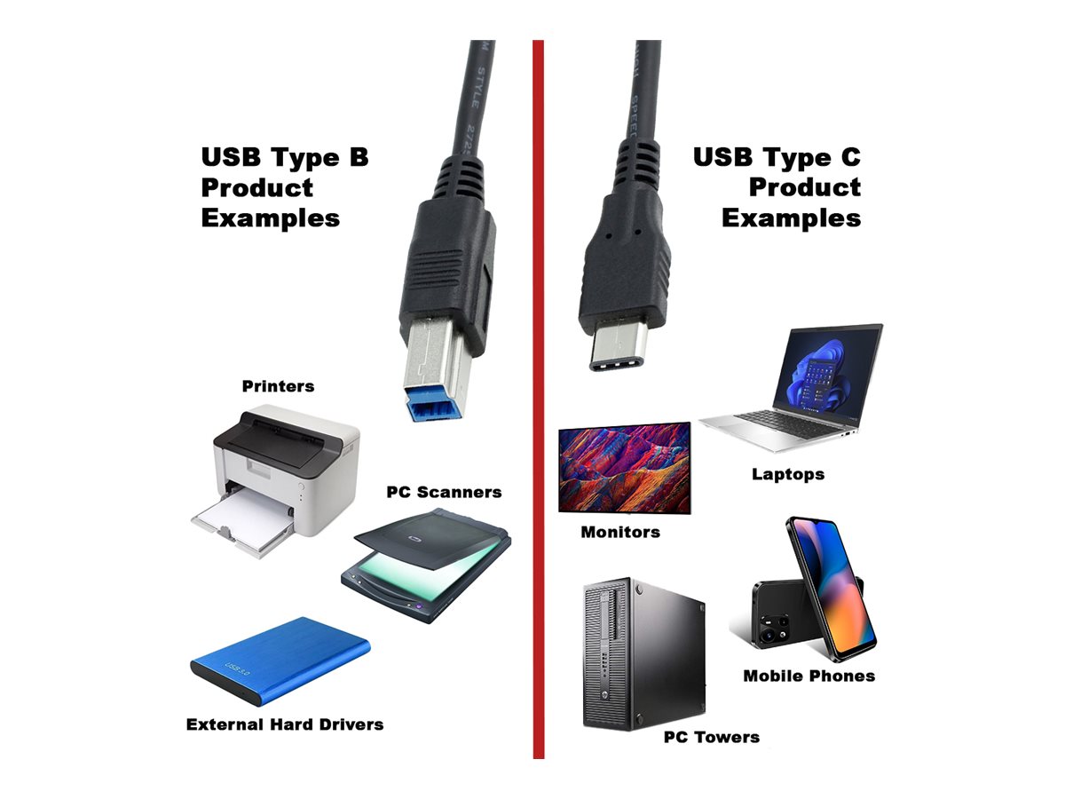 4XEM - USB cable - USB-C (M) to USB Type B (M)
