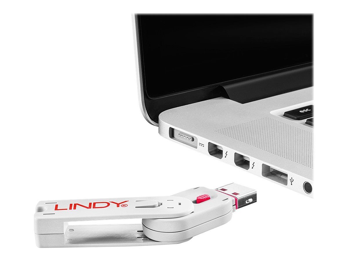 Clé USB et 4 bloqueurs de ports USB, Rose