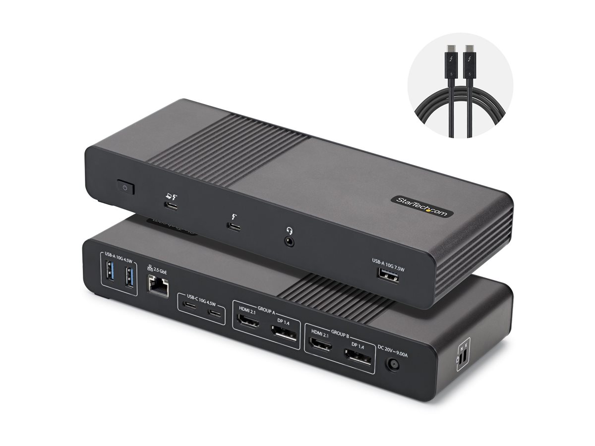 Startech - dokovací stanice - USB4 / Thunderbolt 4 / Thunderbolt 5 - 2 x DP, 2 x HDMI - 1GbE, 2.5GbE - kompatibilní s TAA