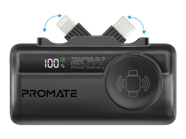 Promate PowerUp-Trio power bank ultra-compact fast charging Apple Watch charger Li-Ion 24 Product shot Front 79350