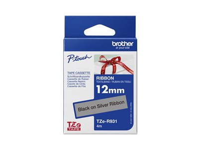 TZe-R931 - Satin - black on silver - Roll (1.2 cm 