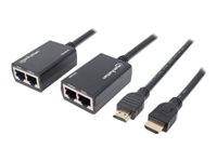 Manhattan 1080p HDMI over  Extender Integrated Cables, Distances up to 30m Two  Cables, Black (With Euro 2-pin plug), Blister Video/audio ekspander