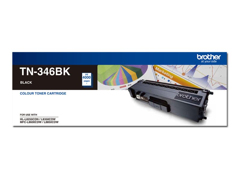 Brother TN346BK High Yield black original toner Product shot Front 79500