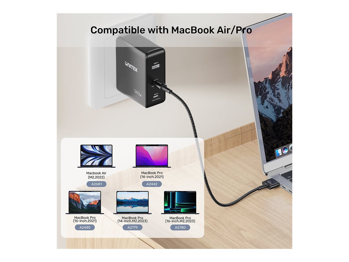 Unitek magnetic charging cable USB-C to MagSafe 3 2 Usage / lifestyle Close-up 72103