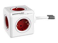 Allocacoc PowerCube extended Strømfordelingsenhed 5-stik Rød Hvid 1.5m