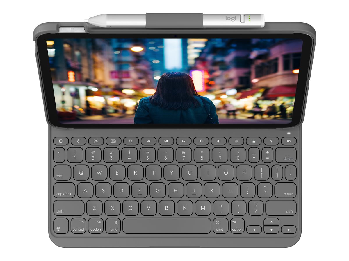 Logitech Slim Folio - klávesnice a pouzdro - QWERTY - italská - oxfordská šedá Vstupní zařízení – foto 3