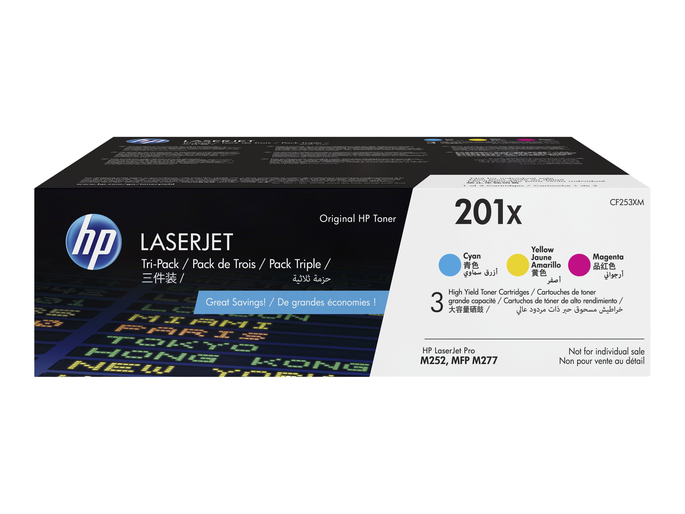Hp 201x 3 Pack High Yield Yellow Cyan Magenta Original Laserjet Toner Cartridge Cf253xm
