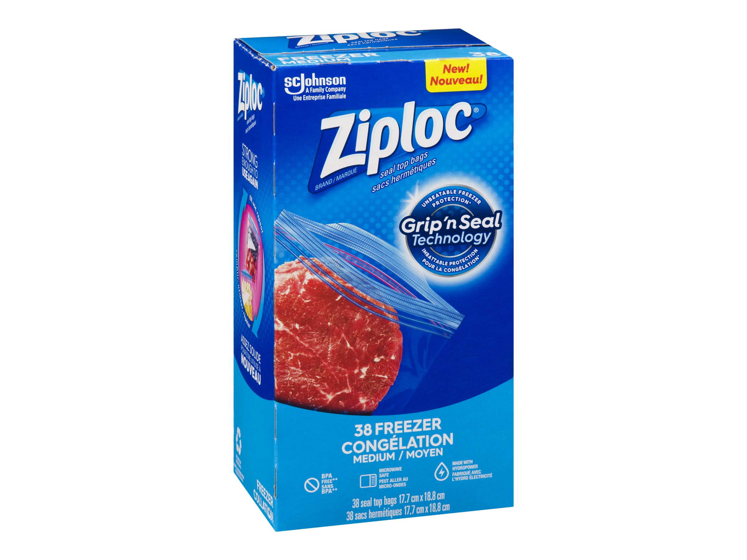 Ziploc Freezer Bags Value Pack - Medium - 38's