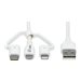 Eaton Tripp Lite Series Safe-IT Universal USB-A to Lightning, USB Micro-B and USB-C Sync/Charge Antibacterial Cable (M/3xM), MFi Certified, White, 4 ft. (1.2 m)