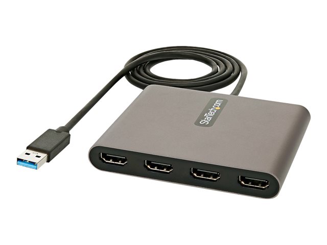 Image of StarTech.com USB 3.0 to 4 HDMI Adapter, External Video & Graphics Card, USB Type-A to Quad HDMI Monitor Display Adapter Dongle, 1080p 60Hz, USB 3.0 to HDMI Adapter/Video Converter, Windows - Multi Monitor Adapter - adapter cable - HDMI / USB - 1 m