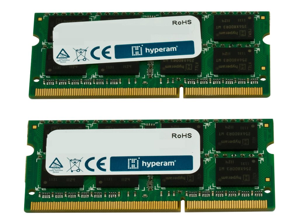 An image of Hyperam - DDR3 - kit - 16 GB: 2 x 8 GB - SO-DIMM 204-pin - 1333 MHz / PC3-10600 - unbuffered