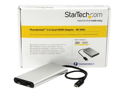 StarTech.com Adaptateur Thunderbolt 3 vers double HDMI - Compatible Windows  et Mac - 4K 60 Hz (TB32HD24K60) - câble adaptateur - HDMI / USB - 28.4 m  (TB32HD24K60)