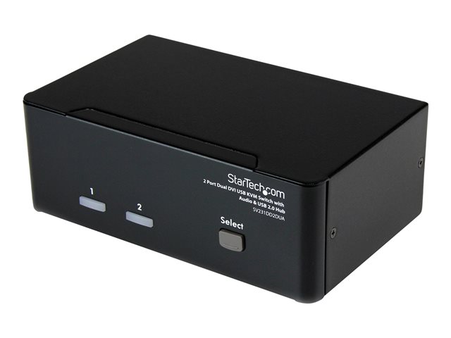 Image of StarTech.com DVI KVM Switch with Audio & USB 2.0 Hub - 2-Port USB KVM Switch - 1920 x 1200 - Dual Monitor KVM Switch (SV231DD2DUA) - KVM / audio / USB switch - 2 ports