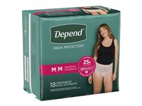 Depend Fresh Protection Incontinence Underwear for Women - Maximum Absorbency - Medium - 18's