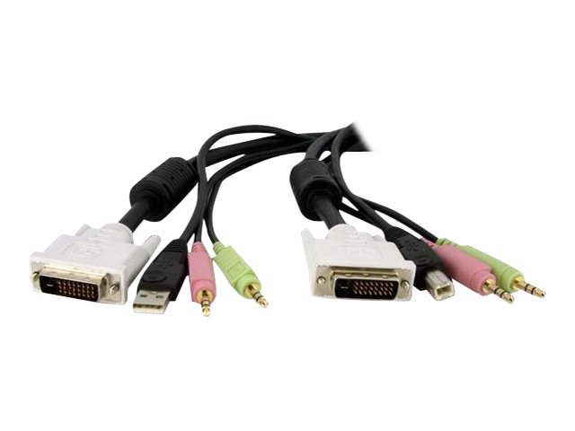 Image of StarTech.com 4-in-1 Cable for KVMs with Dual Link DVI and USB - Audio & Microphone Cables Built-in - 6ft (2m) (DVID4N1USB6) - keyboard / mouse / video / audio cable - 1.8 m
