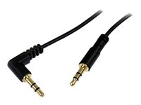 StarTech.com 1 ft. (0.3 m) Right Angle 3.5 mm Audio Cable - 3.5mm Slim Audio Cable - Right Angle - Male/Male - Aux Cable (MU1MMSRA) Audiokabel Sort 30cm