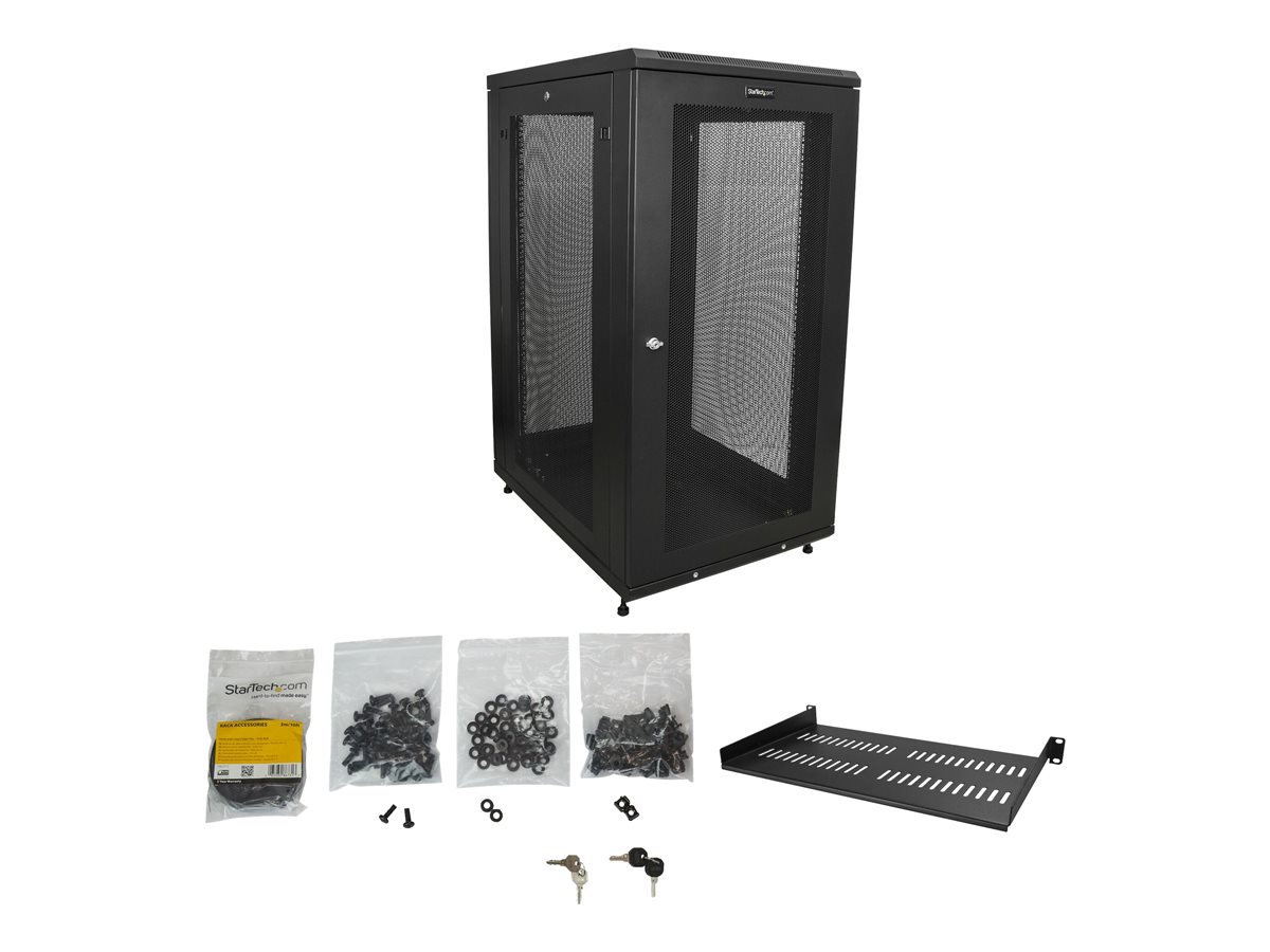 StarTech.com 24U Server Rack Cabinet, 4-Post Adjustable Depth (2" to 30") Network Equipment Rack Enclosure w/Casters/Cable Management/Shelf/Locking Dell PowerEdge, HP ProLiant ThinkServer - 24U Rack Cabinet (RK2433BKM) - rozvaděč stojanový - 24U – foto 3