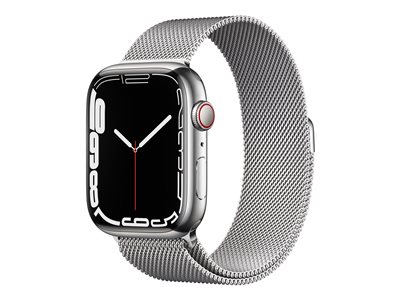 Apple Watch Series 7 (GPS + Cellular) - silver stainless steel - smart  watch with milanese loop - silver - 32 GB