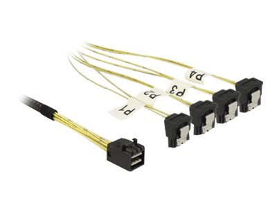 DELOCK SAS-Kabel MiniSAS HD SFF-8643 > 4xSATA 7Pin gew. 0.5m - 85684