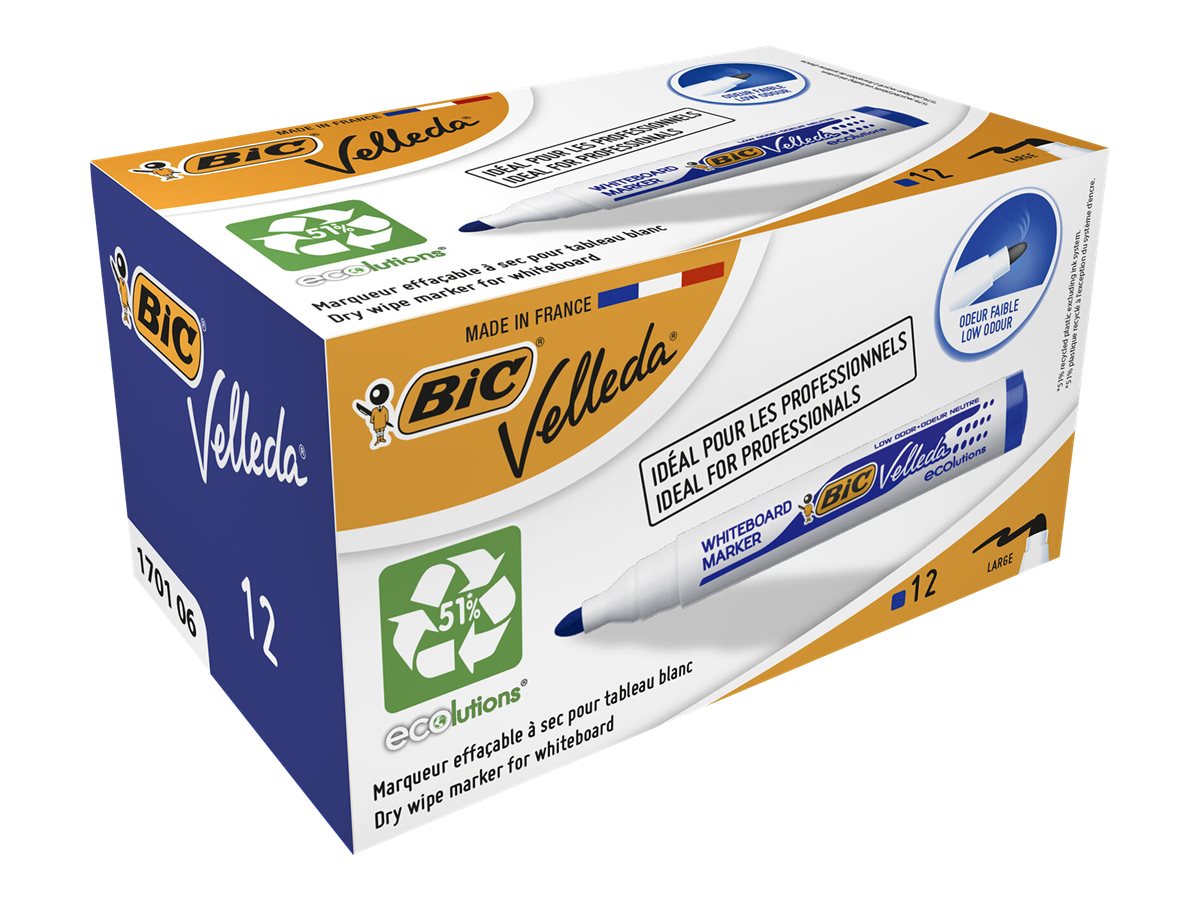 Bic Velleda Ecolutions 1701 Marker Blue Pack Of 12